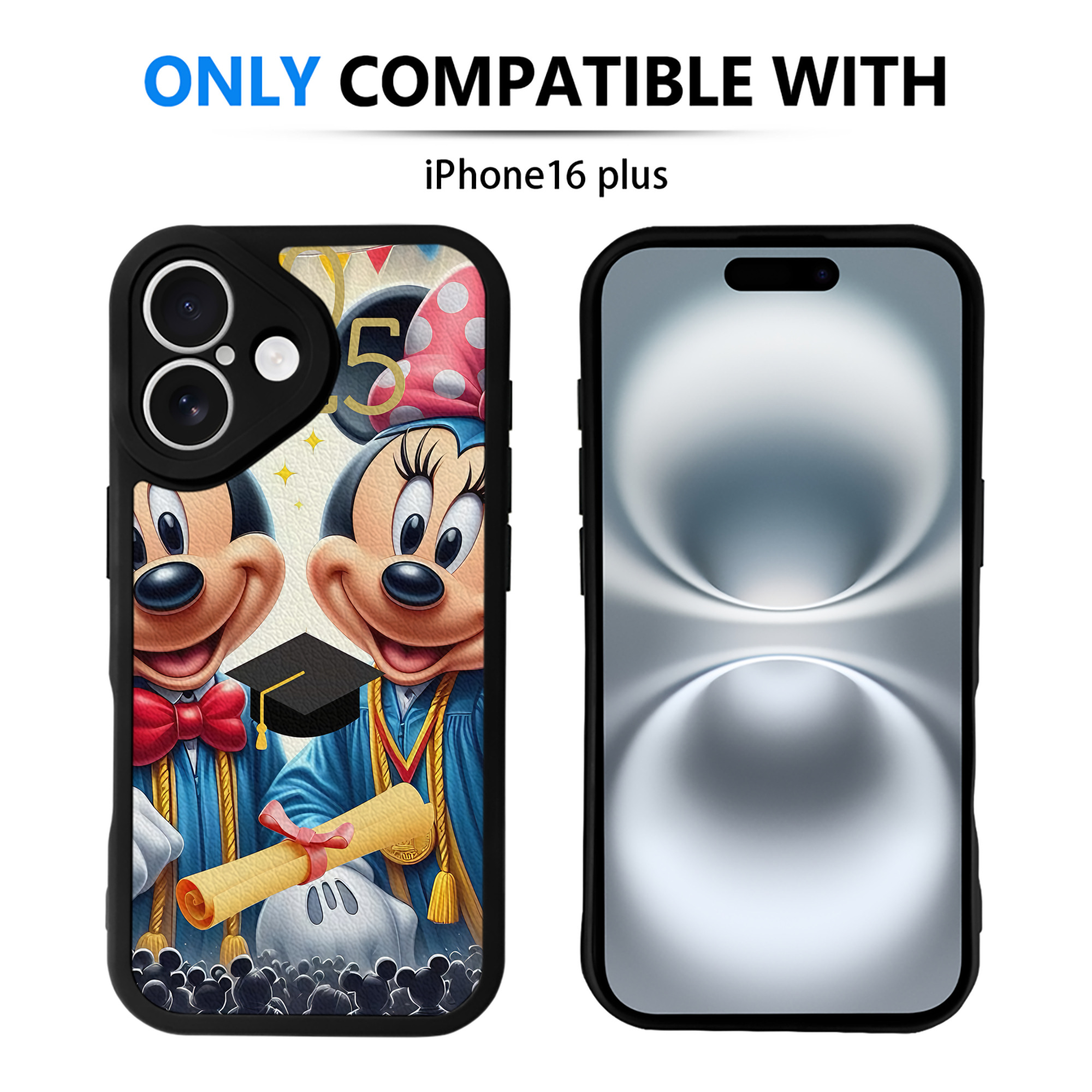（画像用） ミッキーマウス Mickey Mouse 【iPhone 16シリーズ対応】シリコンスマホケース（レザー調） 材質：シリコン